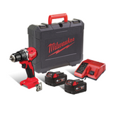 Masina de insurubat / gaurit compacta Milwaukee M18™ BLDDRC + 2 acumulatori M18™ + incarcator M12/M18 + cutie din plastic