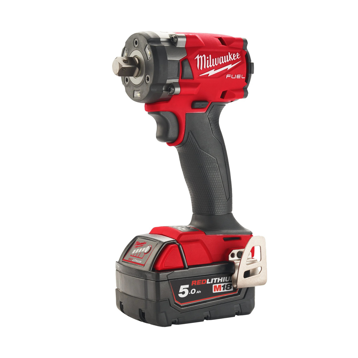 Cheie de impact Milwaukee M18 FUEL™ FIW2P12/F12 compacta 1/2" + 2 acumulatori M18™ 5 Ah + incarcator M18 + cutie din plastic