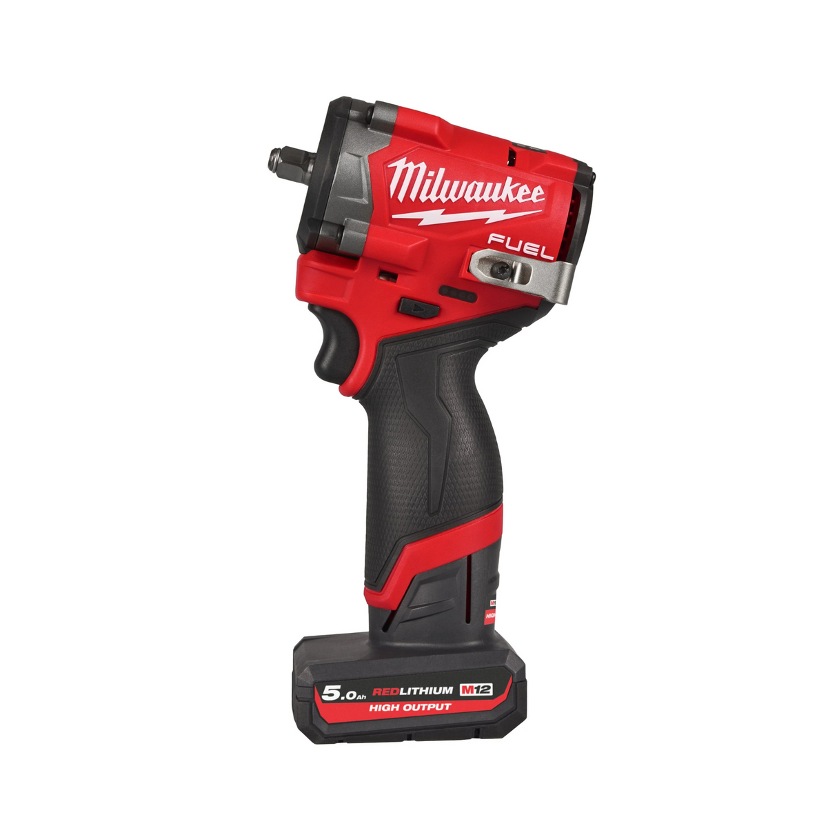 Cheie de impact Milwaukee M12 FUEL™ FCIWF38G3 compacta 3/8" + 2 acumulatori M12™ HIGH OUTPUT™ 5 Ah + incarcator M12 + cutie din plastic